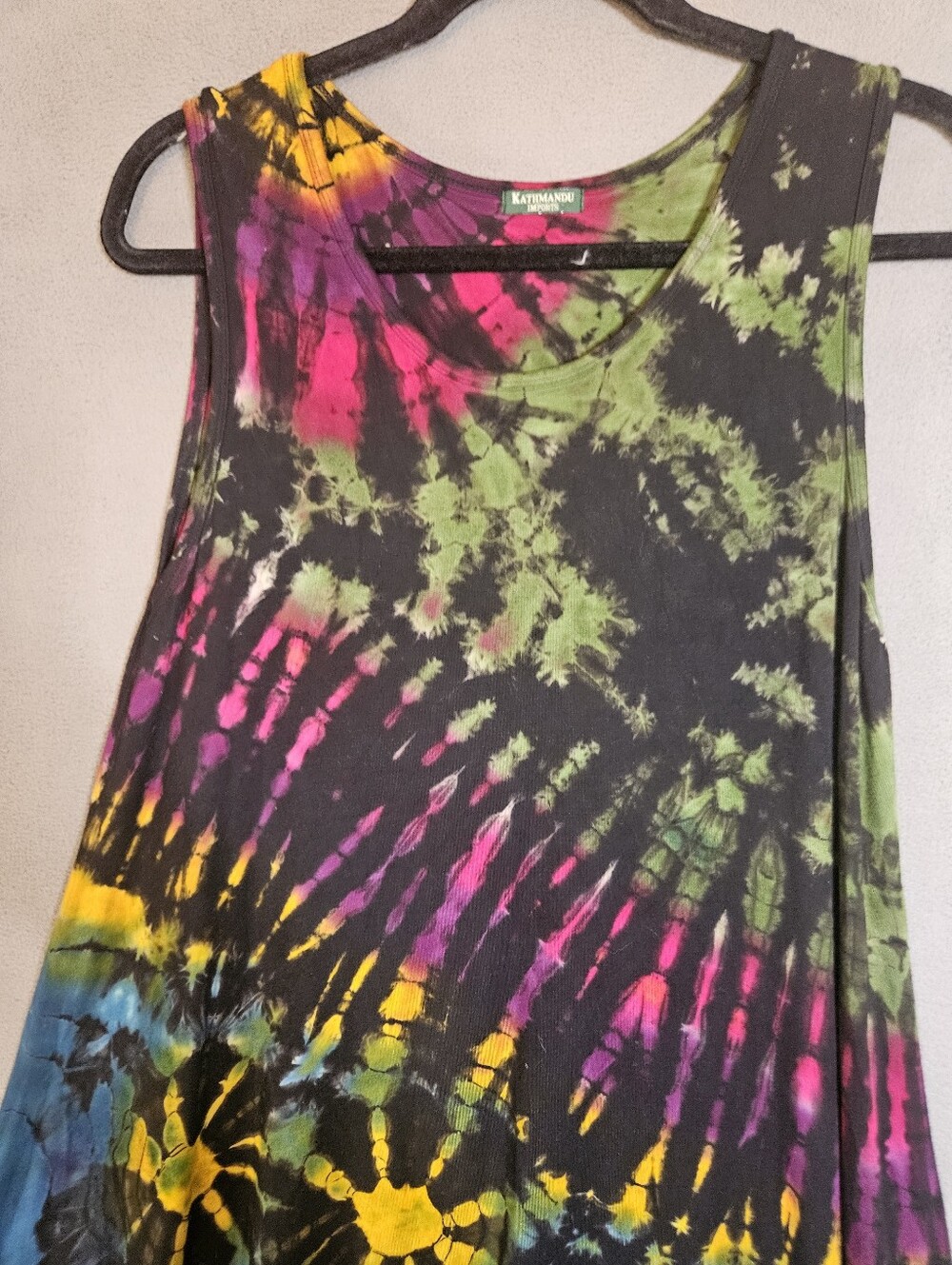 Vintage Kathmandu Imports Womens Medium Tunic Multicolor Tye Dye Boho Sleeveless - Picture 2 of 6